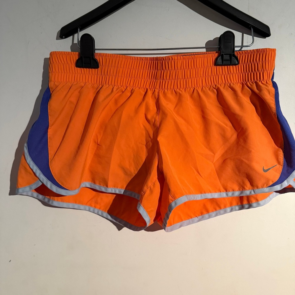 Nike Dri Fit Large Athletic Shorts Orange Built In Underwear